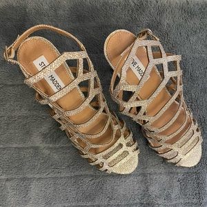 Steve Madden Gold Glitter Caged Heeled Sandals
